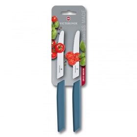 Victorinox Swiss Modern Tomato & Table Knife Οδοντωτό (11cm) - Set 2τμχ - Μπλε Παστέλ Λαβή